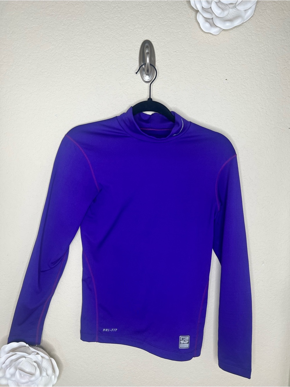 NTM: Nike Pro Combat Hyperwarm Compression Mock Neck Shirt Purple Men’s S
